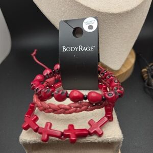 BodyRage Red Beaded Bracelet Set